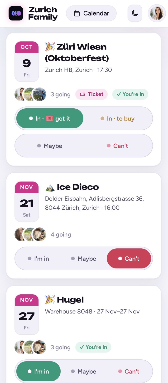 Zurich Family, screenshot